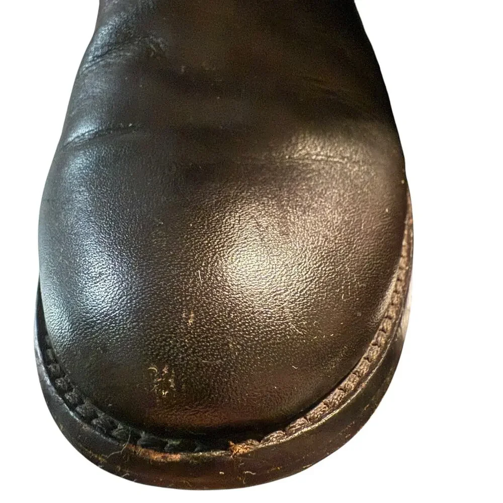 Coach Chrissi Signature C Riding Boots, Leather & Jacquard Canvas, Size 7.5 B